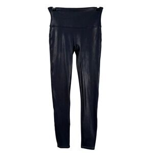 Spanx SPANXshape Faux Leather Leggings Navy High Waisted Shaping Womens M 2437
